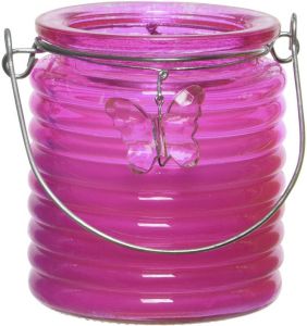 Decoris Citronella anti muggen kaarsen in kaarsenhouder roze 20 branduren Windlichten voor binnen en buiten geurkaarsen