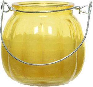 Decoris Citronella kaars glas geel anti muggen 15 branduren D8 x H8 cm geurkaarsen