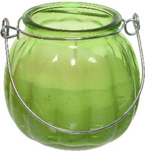 Decoris Citronella kaars glas groen anti muggen 15 branduren D8 x H8 cm geurkaarsen