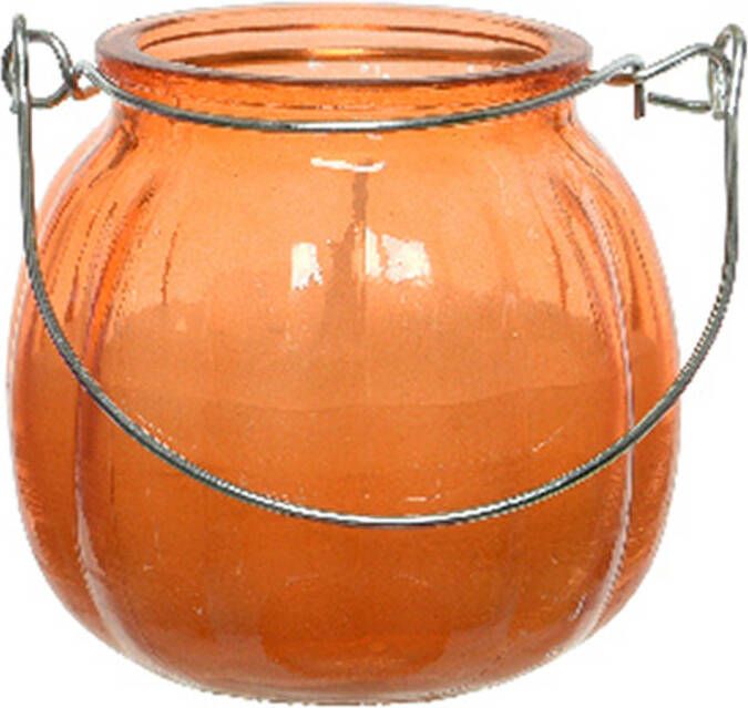 Decoris Citronella kaars glas oranje anti muggen 15 branduren D8 x H8 cm geurkaarsen
