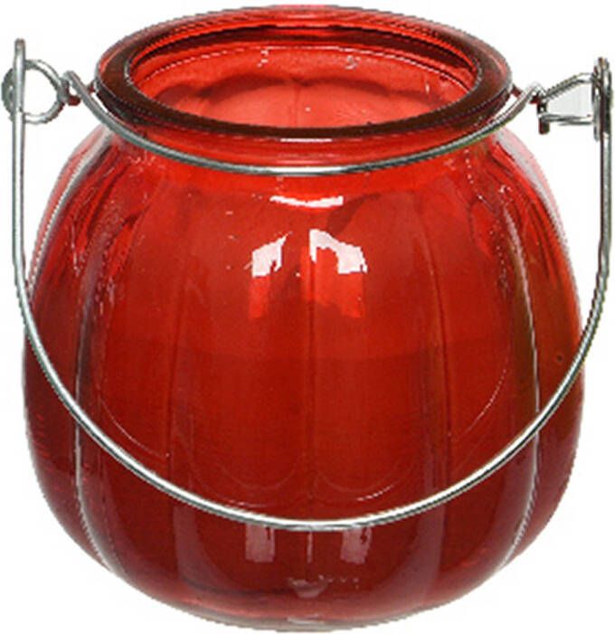 Decoris Citronella kaars glas rood 15 branduren D8 x H8 cm geurkaarsen