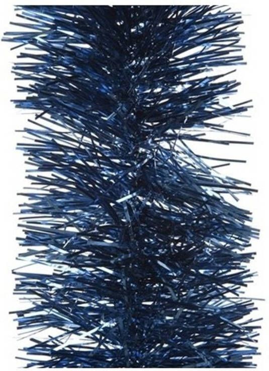 Decoris Kerst lametta guirlandes donkerblauw 10 cm breed x 270 cm kerstboom versiering decoratie Kerstslingers