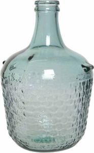 Decoris Fles vaas bloemenvaas recycled glas lichtblauw 27 x 42 cm Vazen