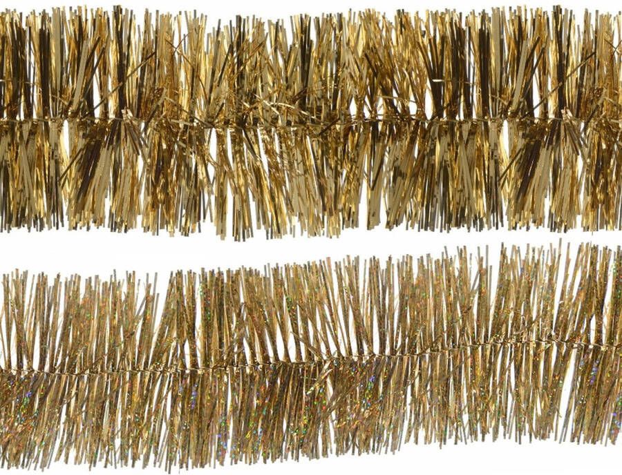 Decoris folie kerstslingers 2x stuks goud kunststof 270 cm Kerstslingers
