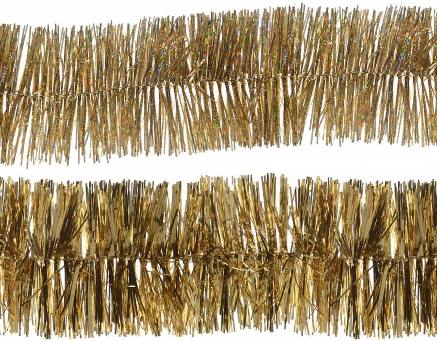 Decoris folie kerstslingers 4x stuks goud kunststof 270 cm Kerstslingers