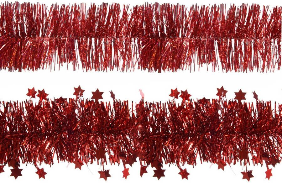 Decoris folie kerstslingers 4x stuks rood kunststof 270 cm Kerstslingers