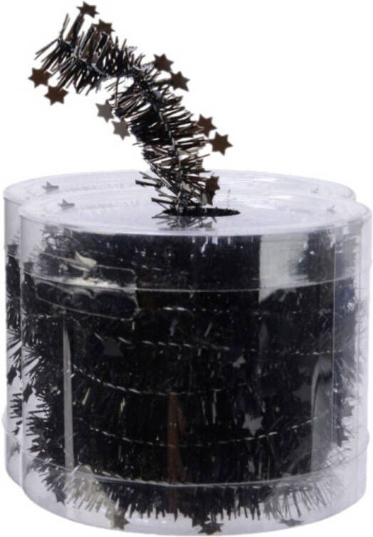 Decoris folieslinger 2xst dun zwart met sterren 700 x 3 cm Kerstslingers