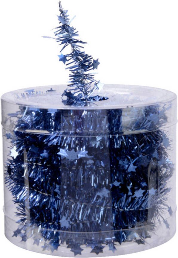 Decoris folieslinger dun donkerblauw met sterren 700 x 3 cm Kerstslingers