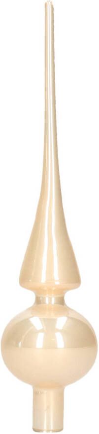 Decoris Glazen kerstboompiek licht parel champagne glans 26 cm kerstboompieken