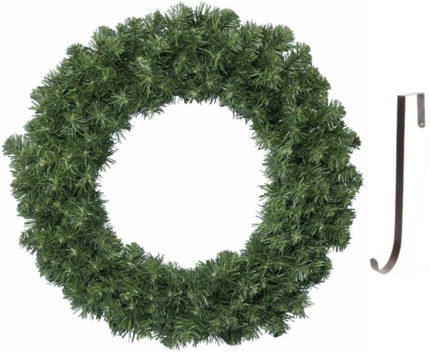 Decoris Groene kerstkransen dennenkransen 50 cm kerstversiering met ijzeren hanger Kerstkransen