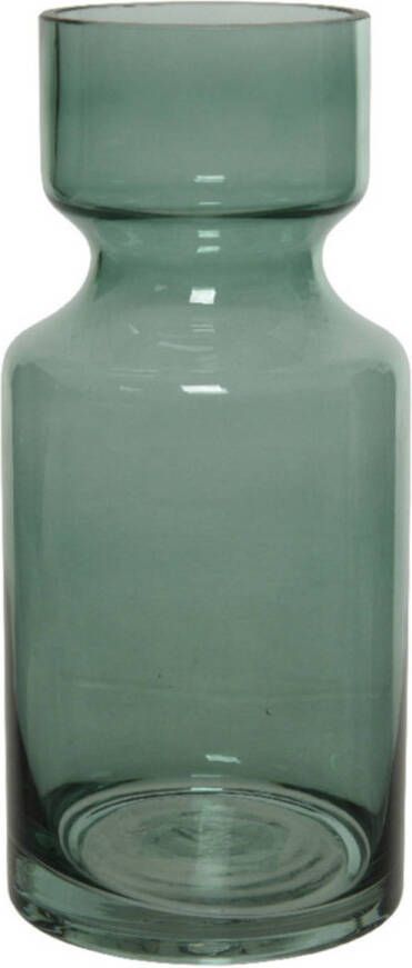 Decoris Groene vazen bloemenvazen 3 liter van glas 11 x 24 5 cm Vazen