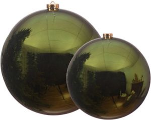 Decoris Grote Kerstballen 2x Stuks Donkergroen 14 En 20 Cm Kunststof Kerstbal