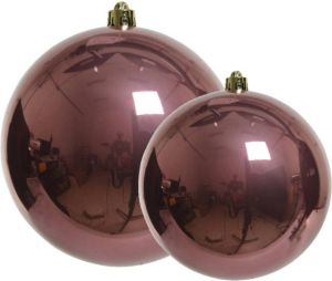 Decoris Grote Kerstballen 2x Stuks Oudroze 14 En 20 Cm Kunststof Kerstbal