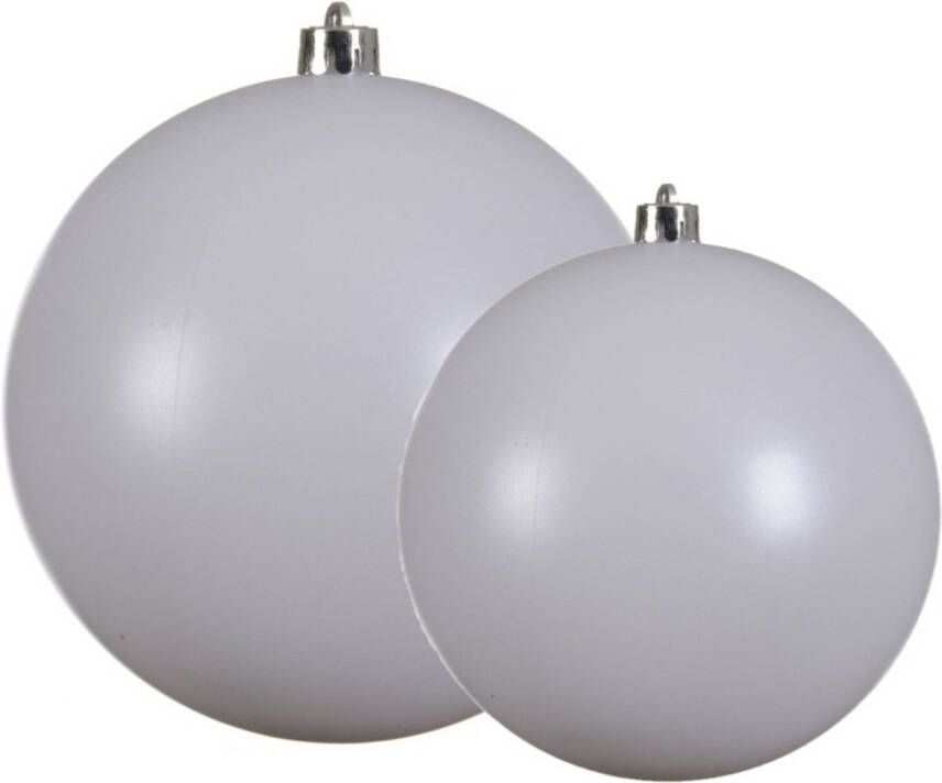 Decoris Grote kerstballen 2x stuks wit 14 en 20 cm kunststof Kerstbal