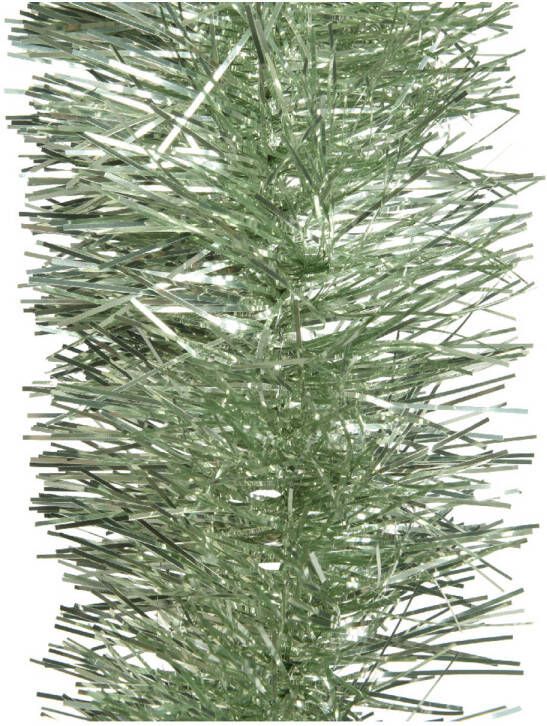 Decoris 1x stuks kerstboom slingers lametta guirlandes salie groen (sage) 270 x 10 cm Kerstslingers