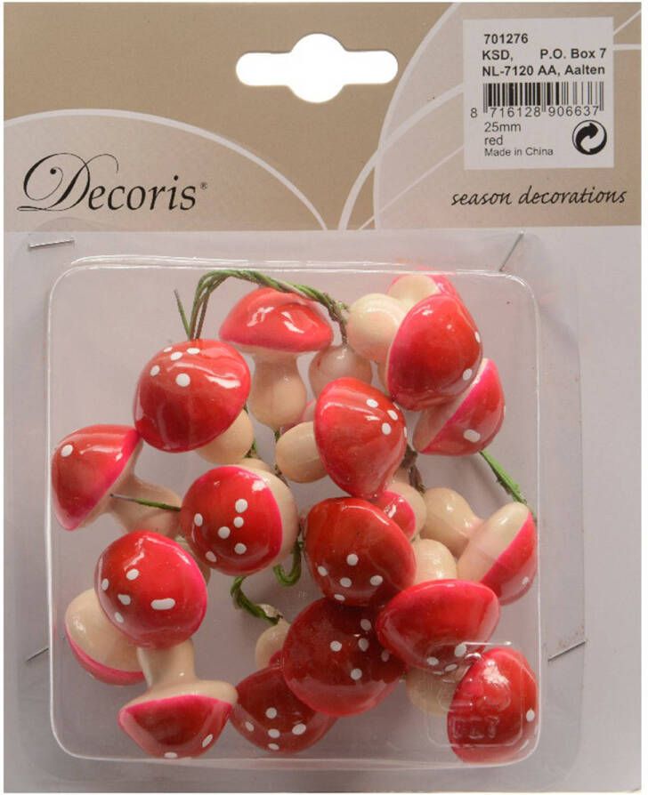Decoris Insteek paddenstoelen 2 5 cm 20 stuks Kerststukjes