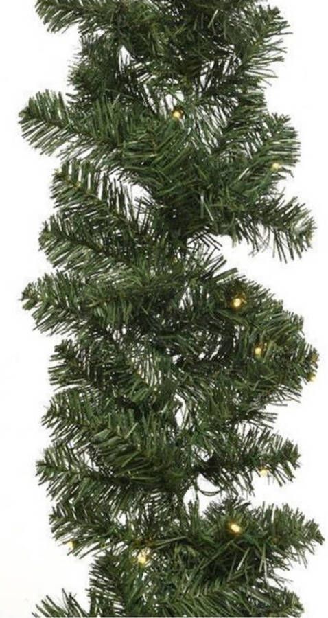Decoris Kerst dennenslinger guirlande groen met verlichting 270 cm Kerstslingers