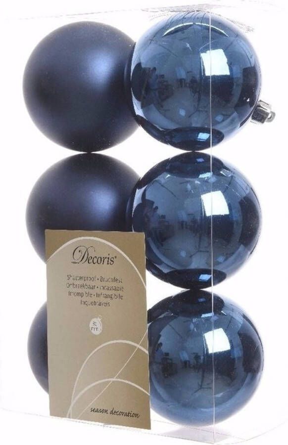 Decoris Elegant Christmas kerstboom decoratie kerstballen blauw 6 stuks Kerstbal