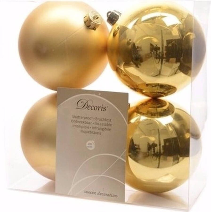 Decoris Kerst kerstballen goud 10 cm Sweet Christmas 4 stuks Kerstbal