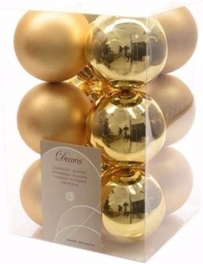 Decoris Ambiance Christmas kerstboom decoratie kerstballen goud 12 stuks Kerstbal