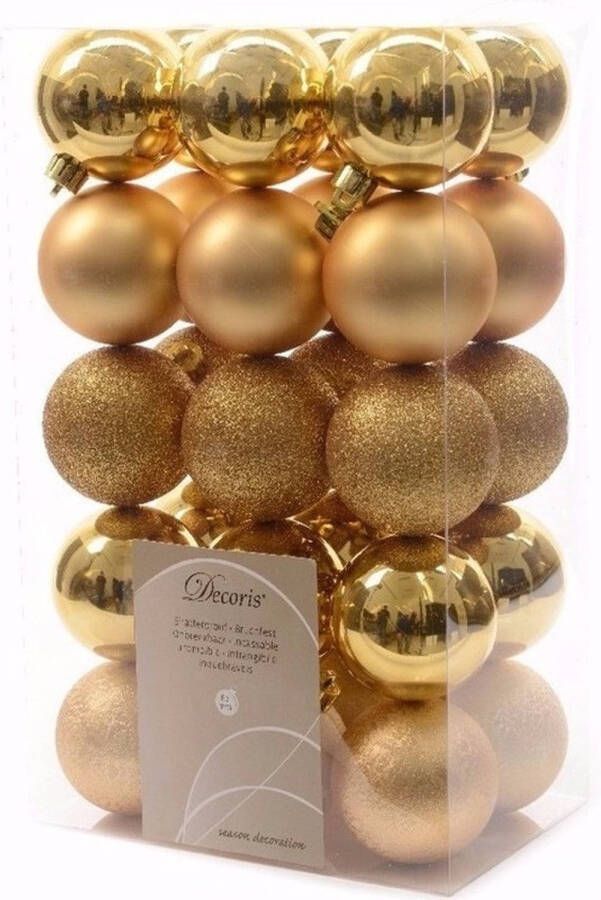 Decoris Ambiance Christmas kerstboom decoratie kerstballen 6 cm goud 30 stuks Kerstbal