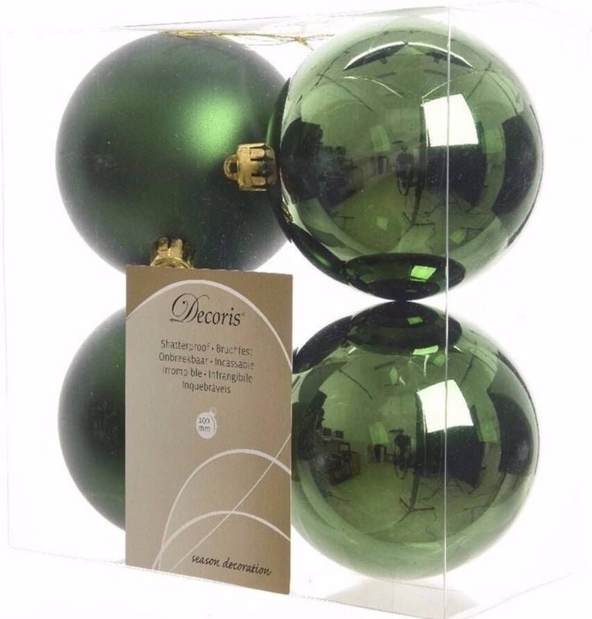 Decoris Kerst kerstballen groen 10 cm Mystic Christmas 4 stuks Kerstbal