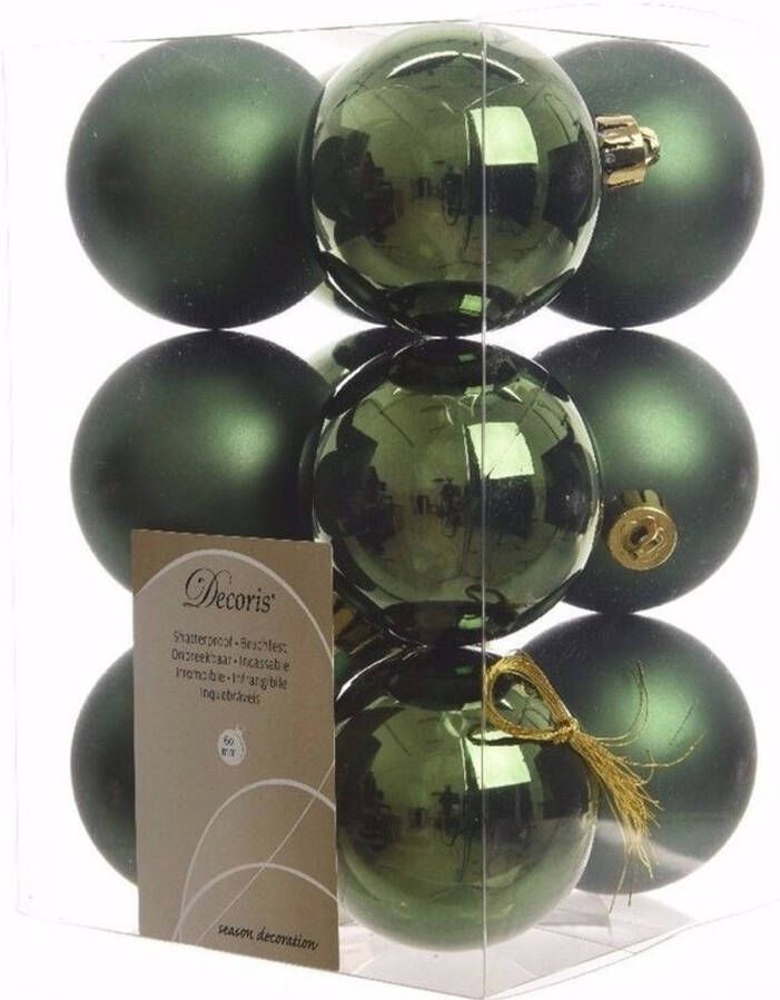 Decoris Ambiance Christmas kerstboom decoratie kerstballen groen 12 stuks Kerstbal