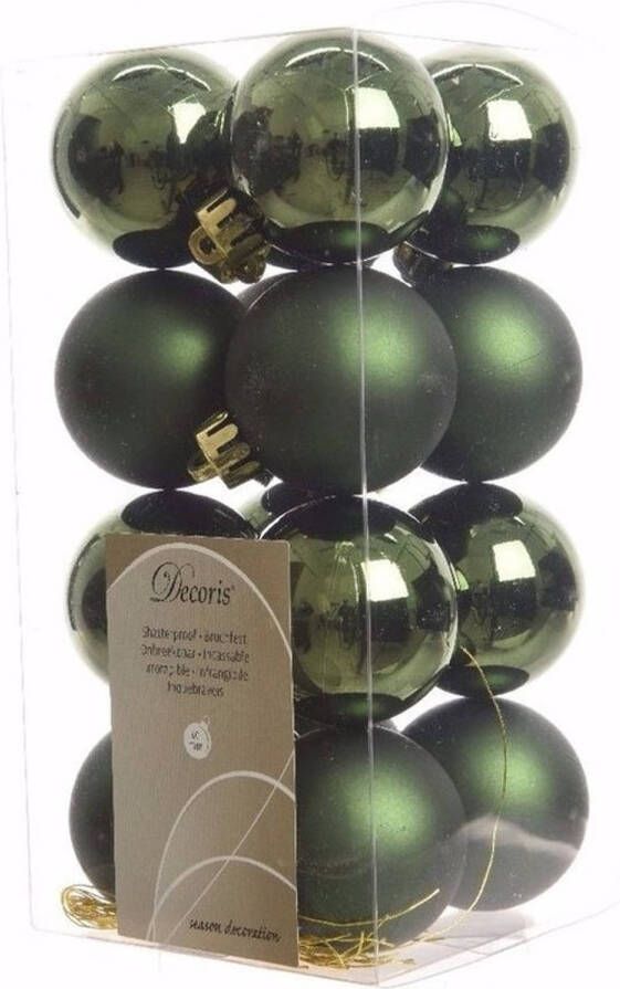 Decoris Kerst kerstballen groen mix 4 cm Ambiance Christmas 16 stuks Kerstbal