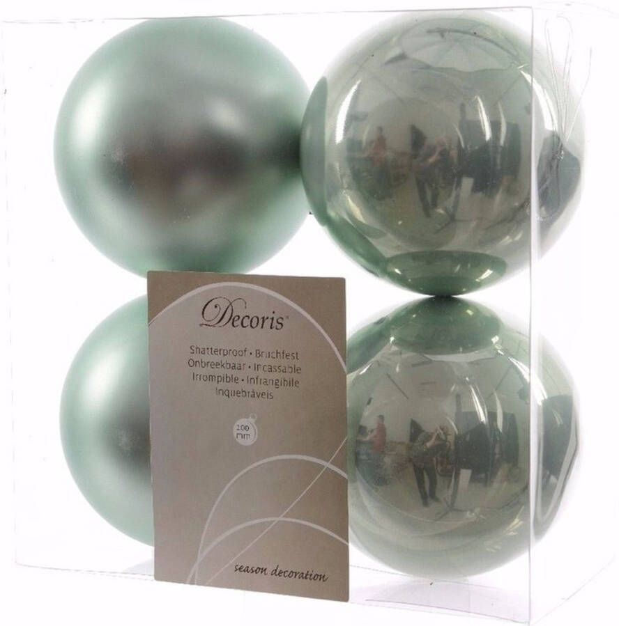 Decoris Nature Christmas kerstboom decoratie kerstballen 10 cm mint 4 stuks Kerstbal