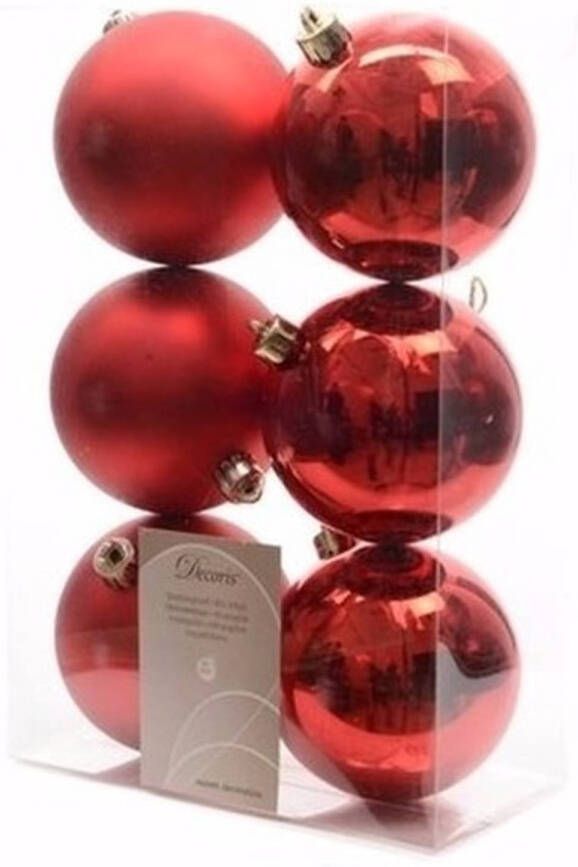 Decoris Ambiance Christmas kerstboom decoratie kerstballen rood 6 stuks Kerstbal