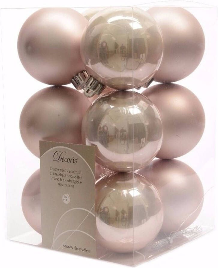 Decoris Mystic Christmas kerstboom decoratie kerstballen roze 12 stuks Kerstbal