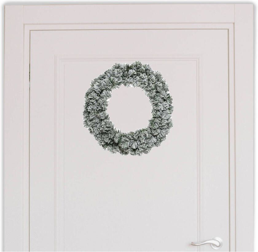 Decoris Kerst krans groen met sneeuw 40 cm dennenkransen versiering decoratie Kerstkransen
