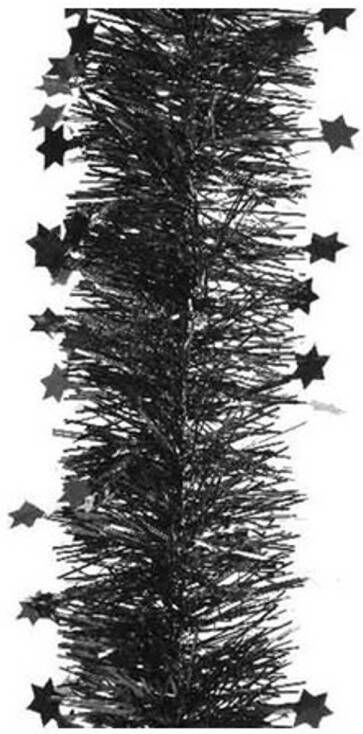 Decoris Kerst lametta guirlandes zwart sterren glinsterend 10 cm breed x 270 cm kerstboom versiering Kerstslingers
