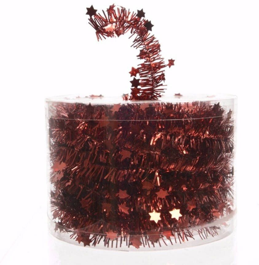 Decoris Ambiance Christmas kerstboom decoratie sterren slinger rood 700 cm Kerstslingers