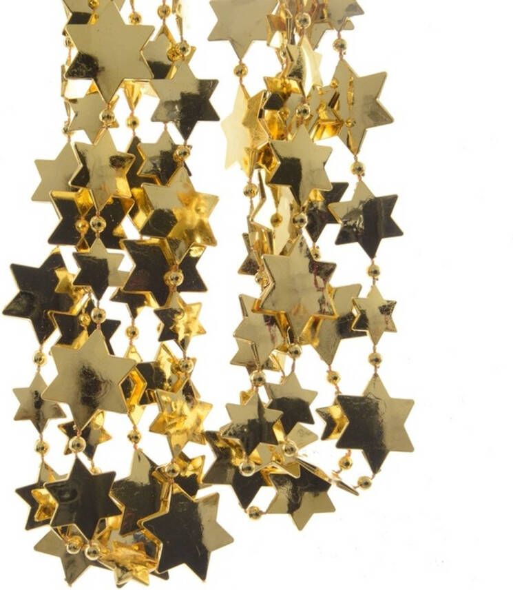 Decoris Kerst sterren kralen guirlandes goud 270 cm kerstboom versiering decoratie Kerstslingers