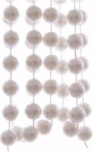 Decoris Elegant Christmas kerstboom decoratie kralenslinger XXL wit 270 cm Kerstslingers