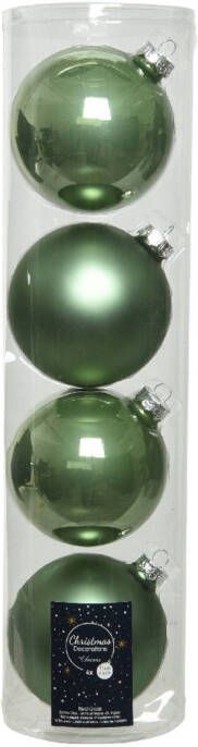 Decoris kerstbal glas d10cm s.groen 4st