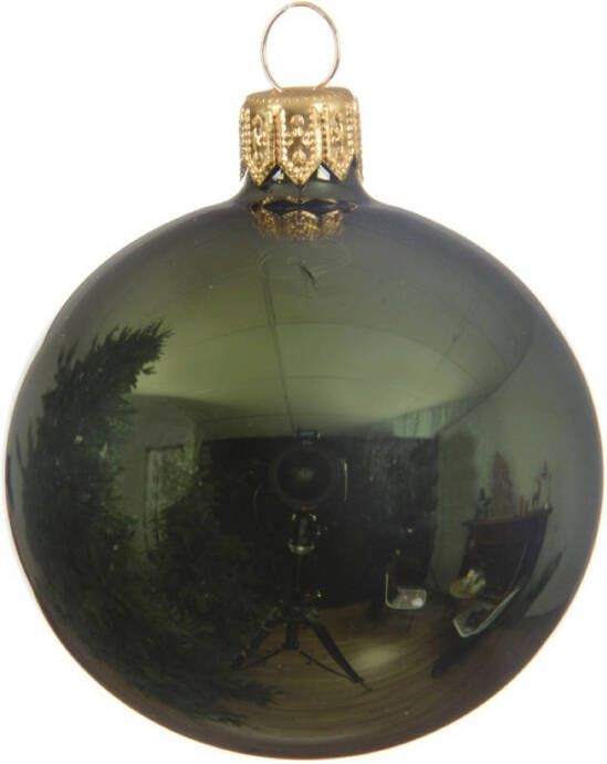 Decoris kerstbal glas d7 cm dennengroen 6st kerst
