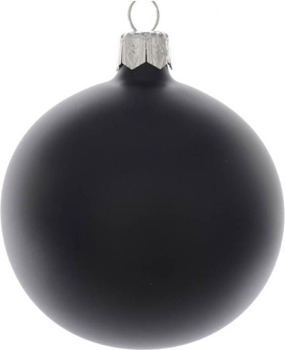 Decoris kerstbal glas d7 cm zwart 6st kerst