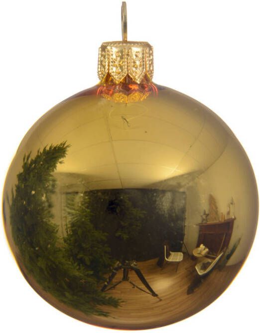 Decoris Kerstbal glas glans d7 cm lichtgoud 6st