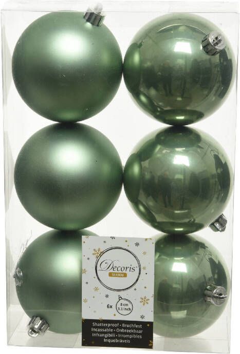 Decoris kerstbal plc d8cm s.groen 6st