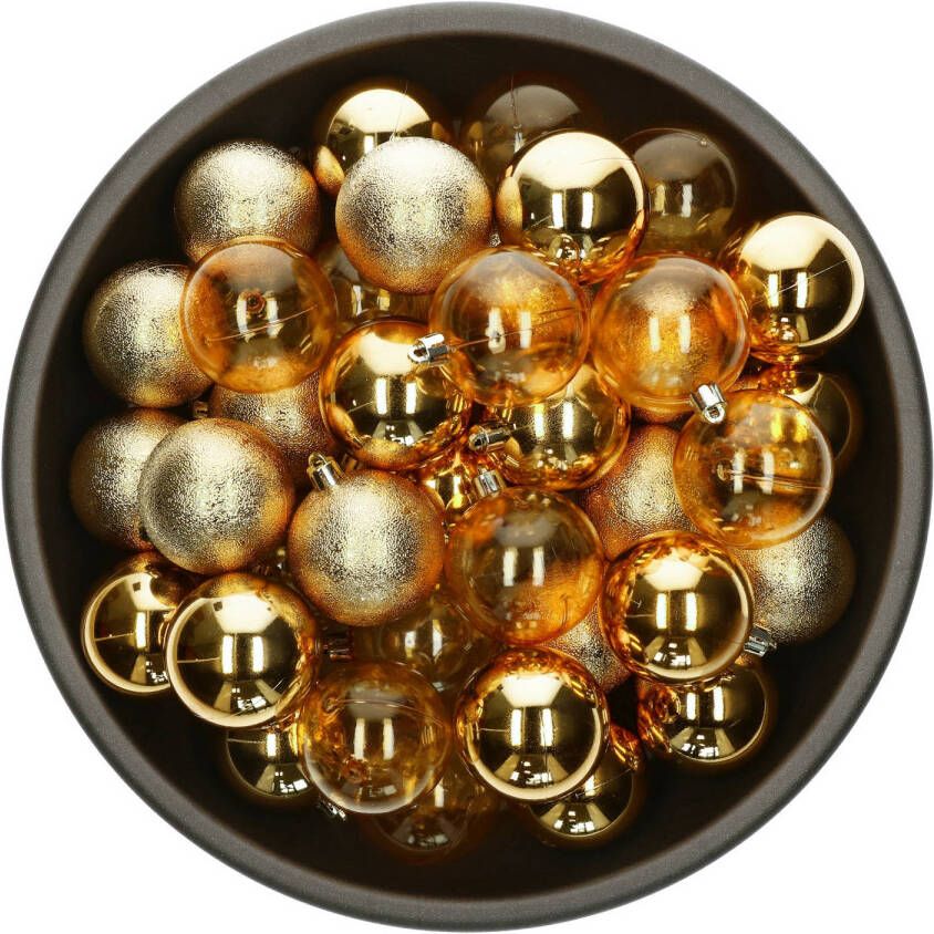 Decoris kerstballen 25x stuks 6 cm kunststof -goudA Kerstbal
