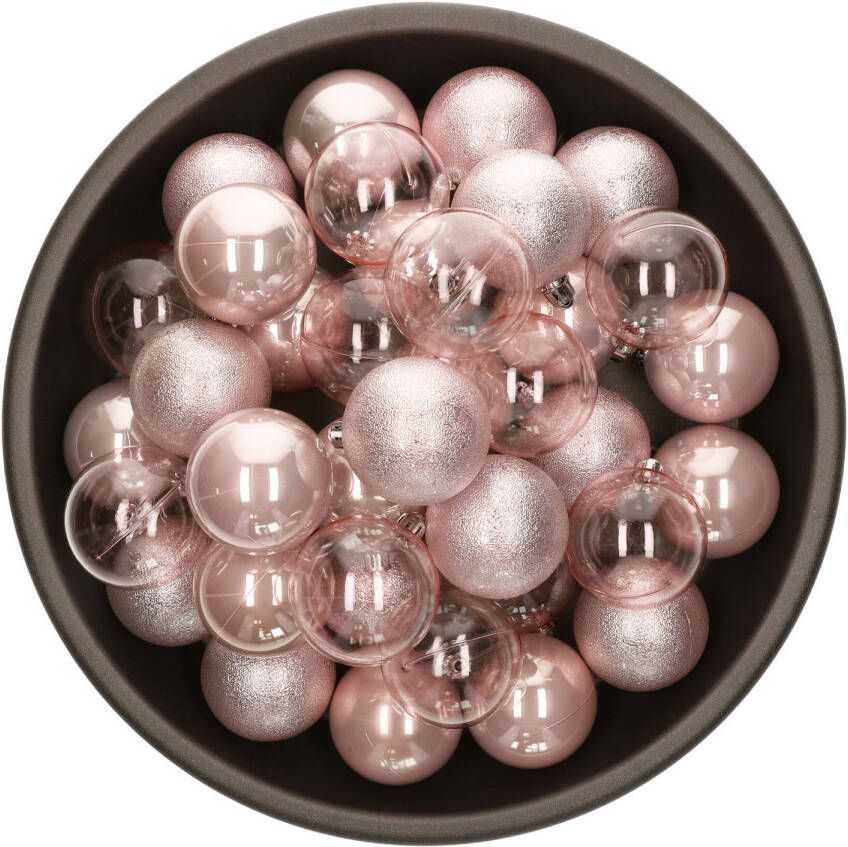 Decoris kerstballen 25x stuks 6 cm kunststof -lichtrozeA Kerstbal
