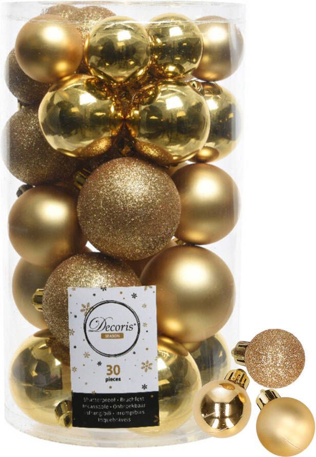 Decoris kerstballen 44x stuks goud 3-4-5-6 cm kunststof Kerstbal