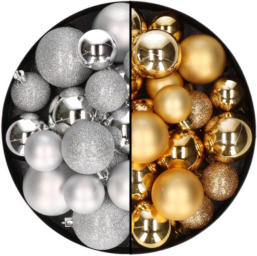 Decoris kerstballen 60x mix goud zilver 4-5-6 cm kunststof Kerstbal