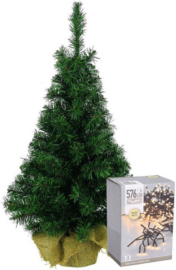 Decoris kerstboom 90 cm met clusterverlichting warm wit Kunstkerstboom