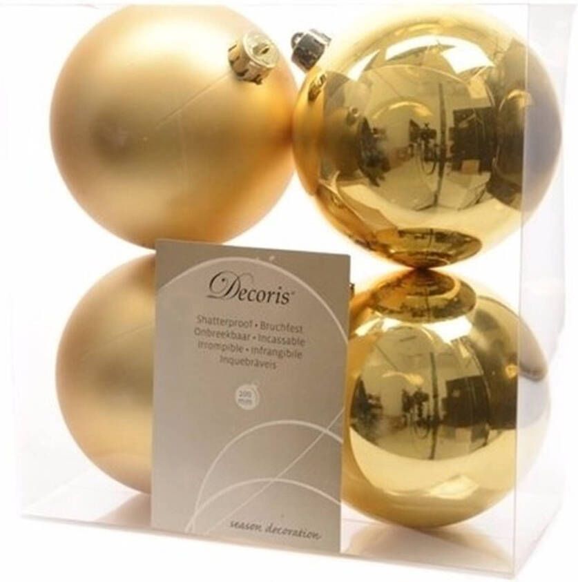 Decoris Kerstboom decoratie kerstballen mix 10 cm goud 8 stuks Kerstbal