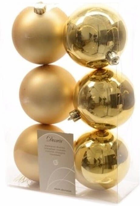 Decoris Kerstboom decoratie kerstballen mix goud 12 stuks Kerstbal