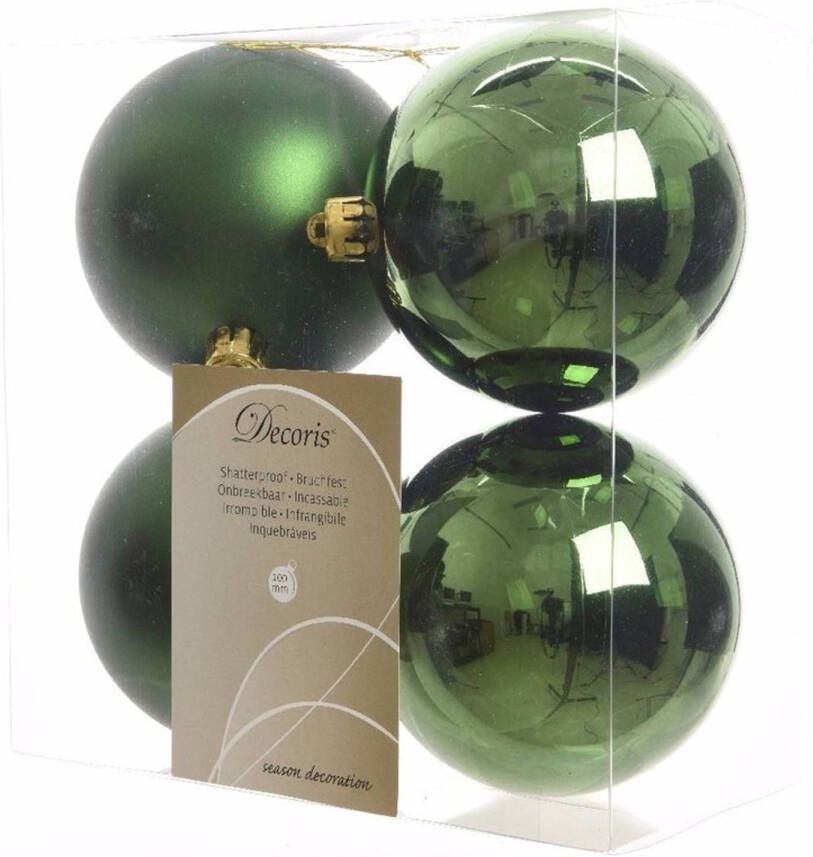 Decoris Kerstboom decoratie kerstballen mix groen 8 stuks Kerstbal