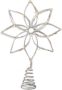 Decoris Kerstboom ster bloem piek topper met LED verlichting warm wit 27 cm met 20 lampjes kerstboompieken - Thumbnail 1